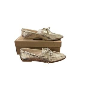 Dolce Vita Lakin Loafer Flats Platinum Perforated Leather Women 9.5 NIB